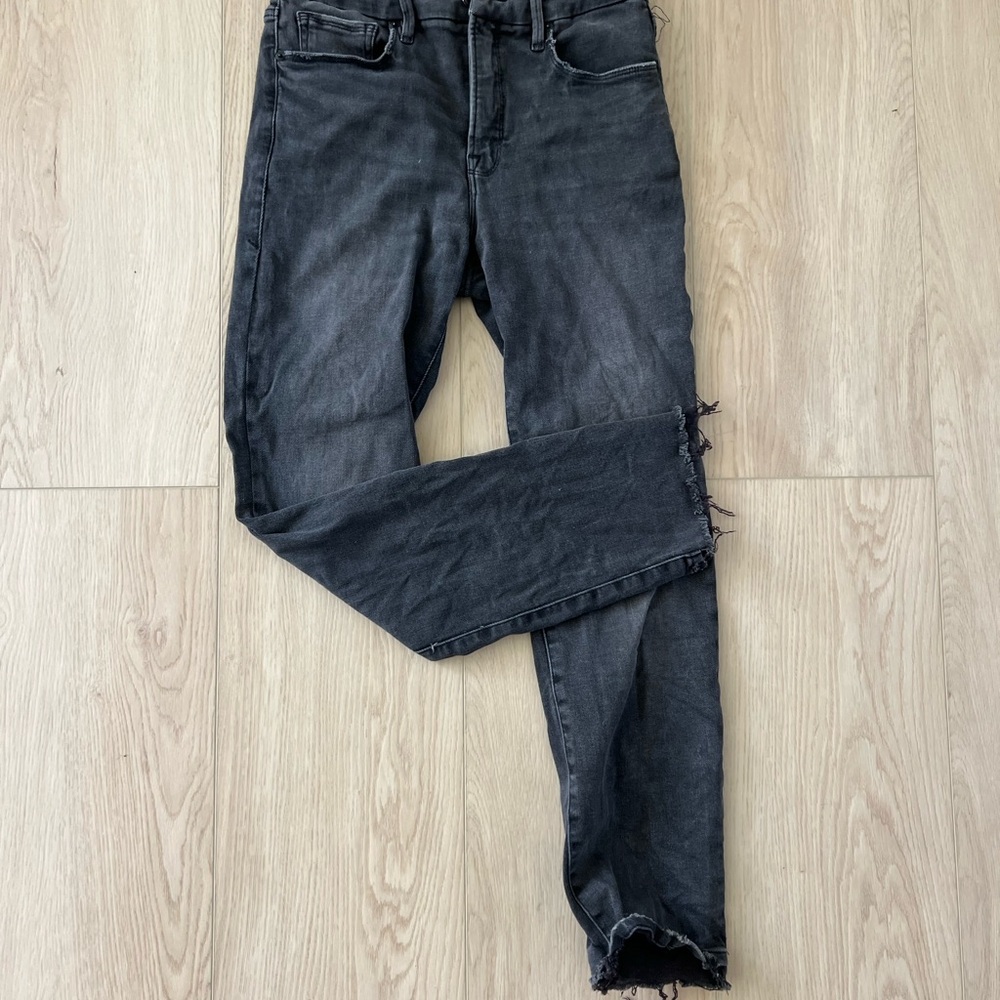 Good American Faded Black Strait Jeans